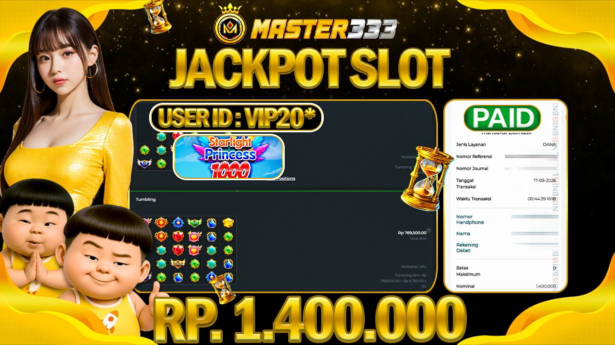 JACKPOT 1.400.000 JUTA DIMASTER333 LANGSUNG DIBAYAR LUNAS